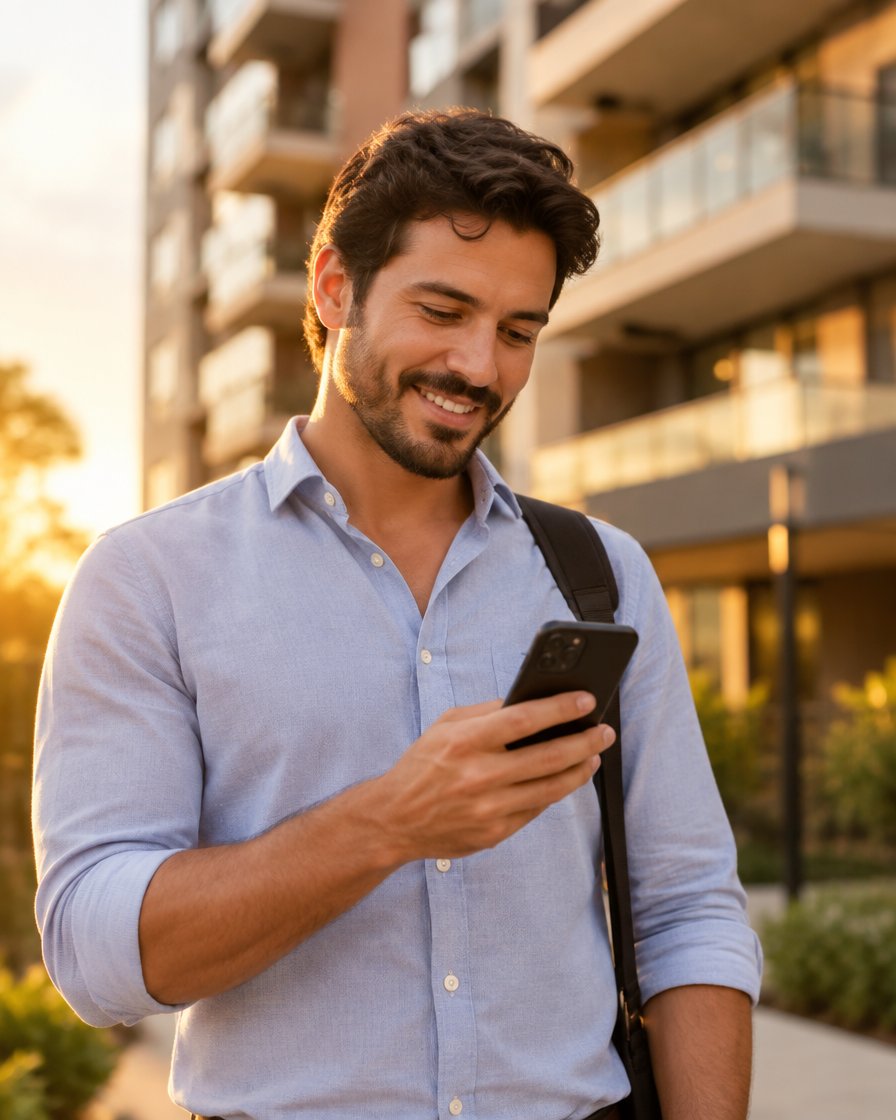 Corretor recebendo lembrete no celular